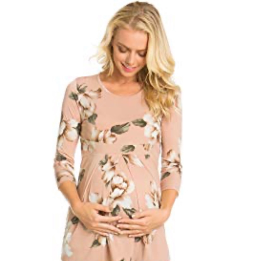 Maternity - Blush Flower Front Pleated Top ⚡️3/$15